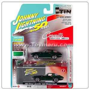 1/64 다이캐스트 Johnny Lightning 1963 Chevy Corvette (50주년 기념) (그린)